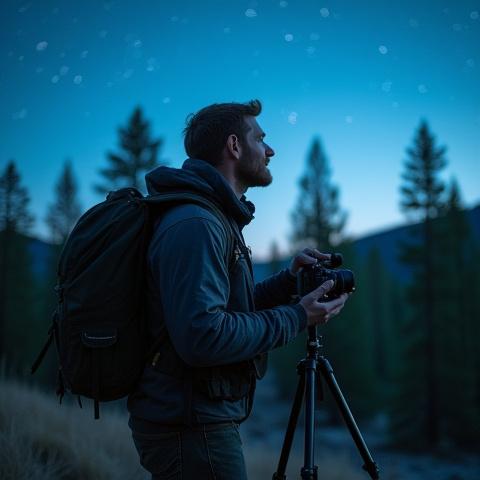 Photo of Jaxson Cole, photography instructor, teaching outdoors